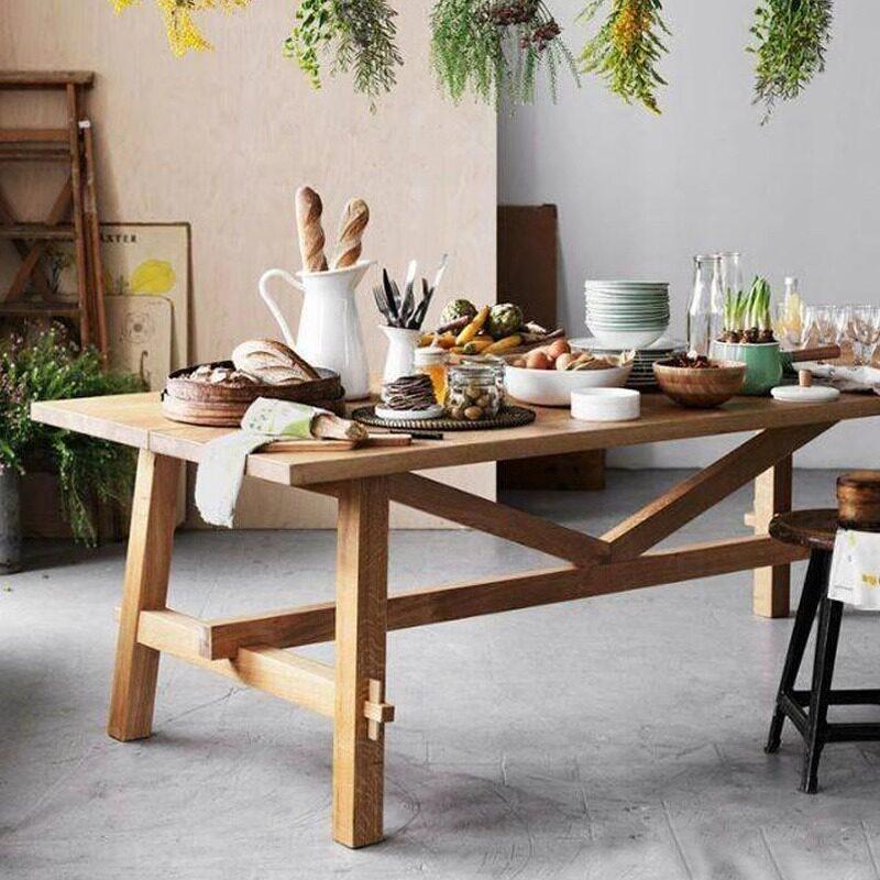 우드 슬랩 테이블 빈티지 대형 책상 식탁 원목 소나무 120x60x75cm - 상품 이미지