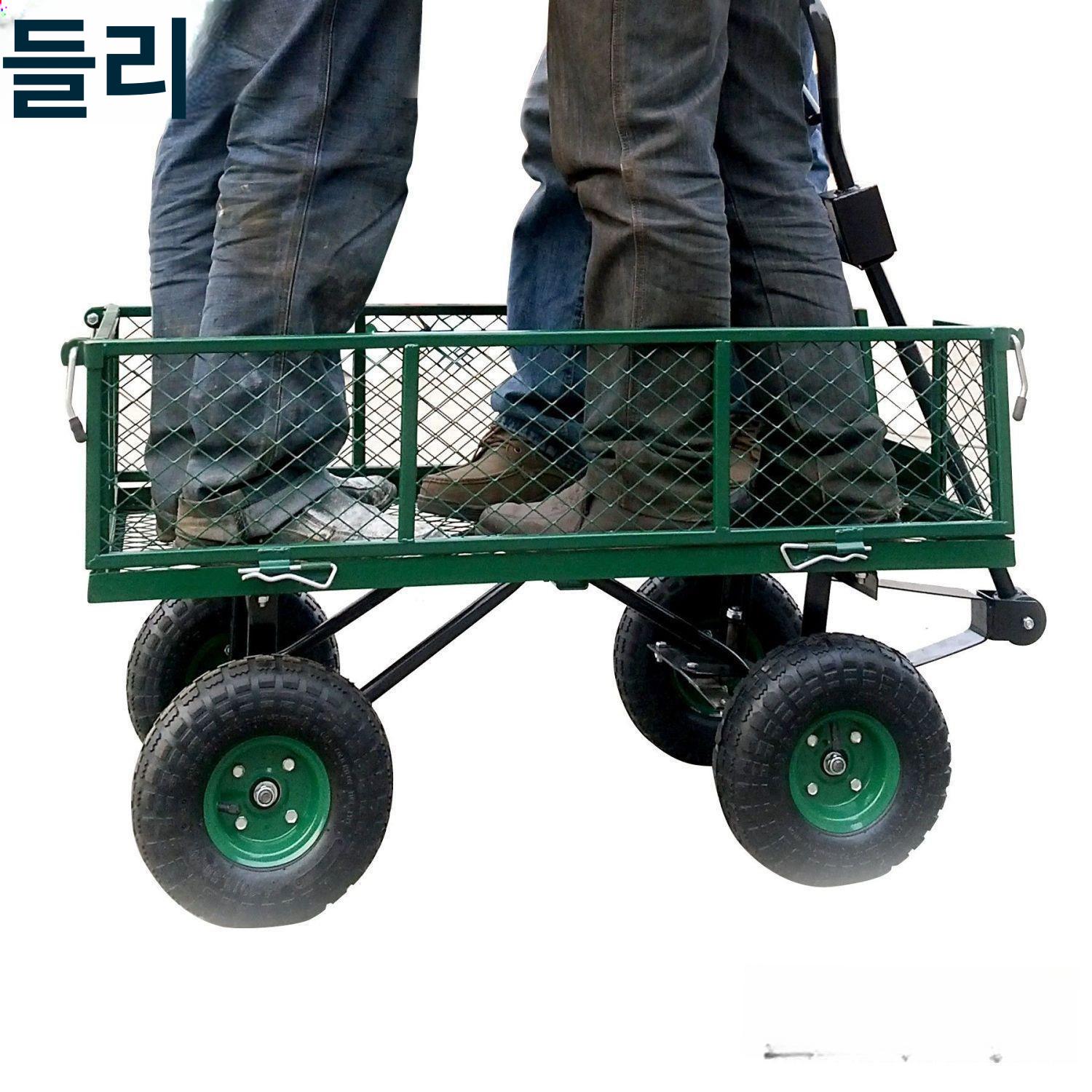 접이식 손수레 평판 대차 가정용 카고 핸드카트 손잡이 운반 트럭 소형 메쉬 카트 89x50 100kg A - 상세 이미지 2
