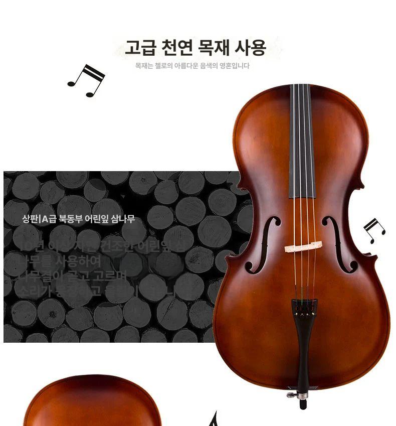 입문용 첼로 학원 연습용 초심자 원목 취미 레슨용 학습 바이올린 스트링 - 상세 이미지 3