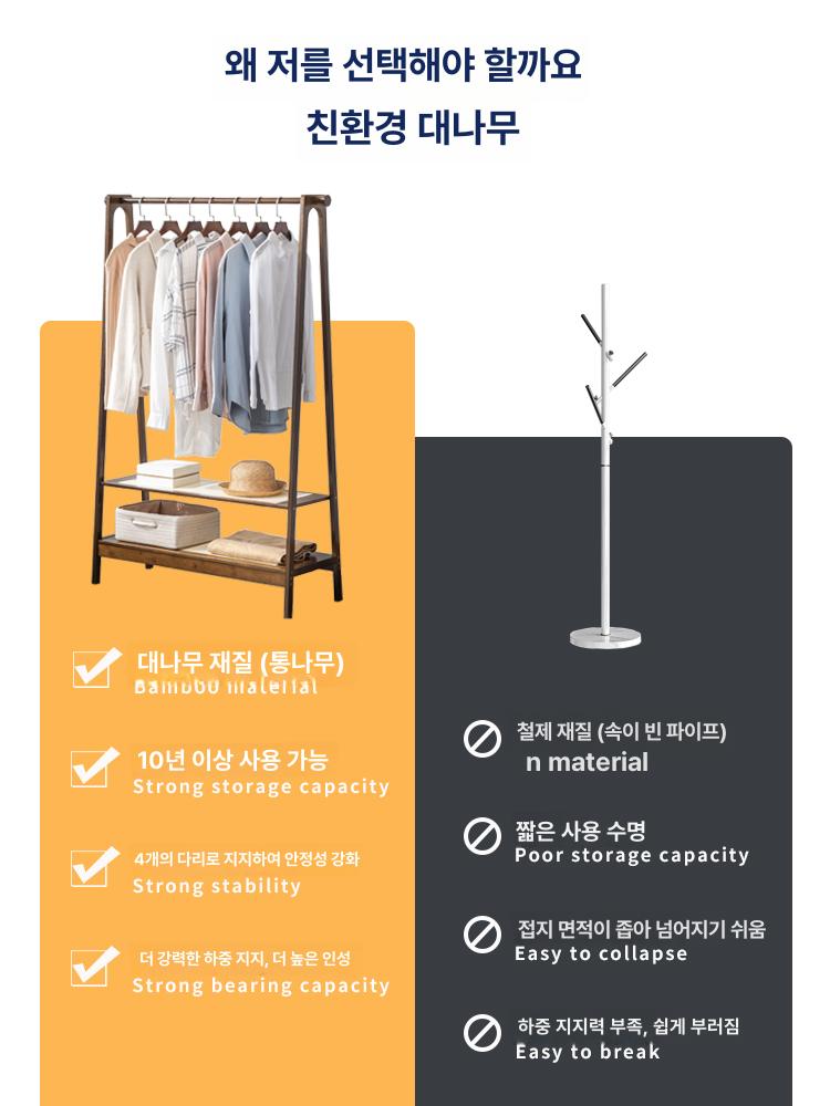 원목 선반행거 스탠딩 시스템 모던 인테리어 튼튼한가구 옷걸이행거 거실 심플한 서랍 - 상세 이미지 3