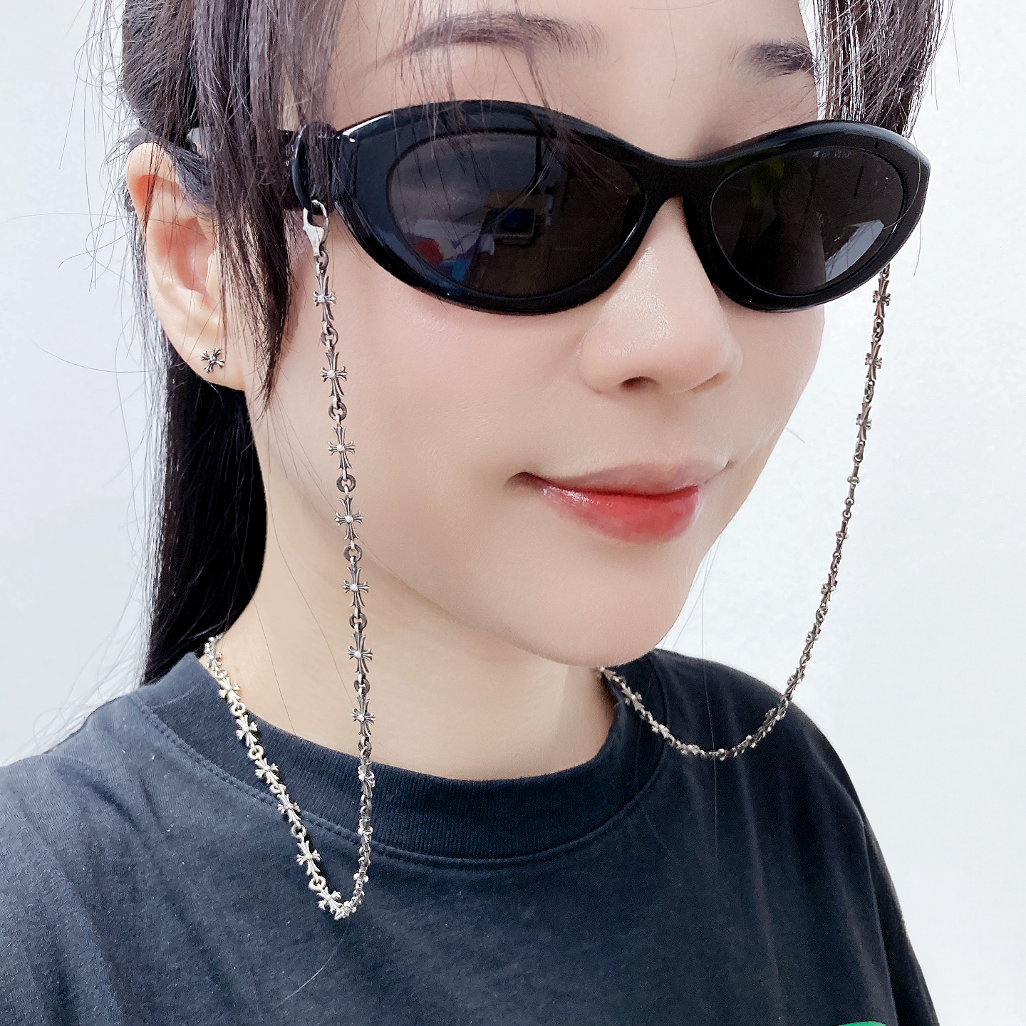 925실버 유화 미니 십자가 양장 체인 선글라스줄 안경 목걸이 스트랩 - 상세 이미지 3