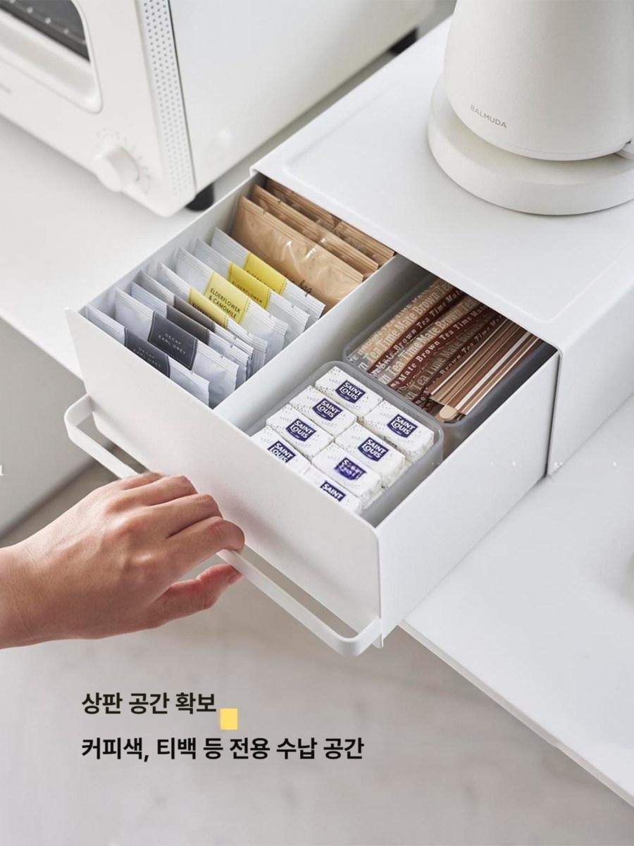 주방 싱크대위수납장 철제 접시정리대 선반 서랍형 미니찬장 다용도 미니수납장 - 상세 이미지 3
