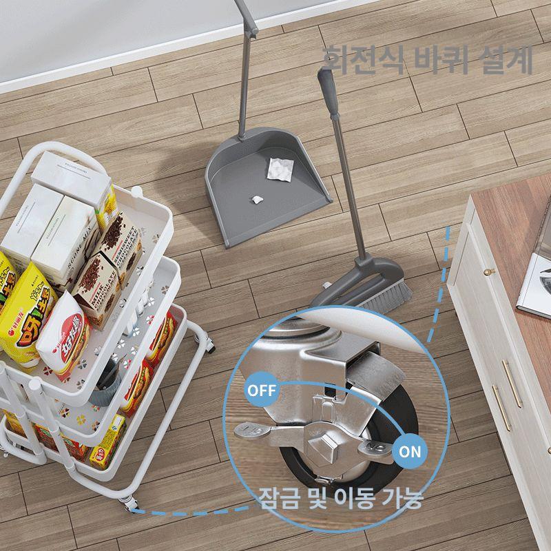 3단 트레이 미용실 츄레이 플라스틱 카트 선반 바닥형 미용 시술용 스테인리스 가위 랙 - 상세 이미지 3