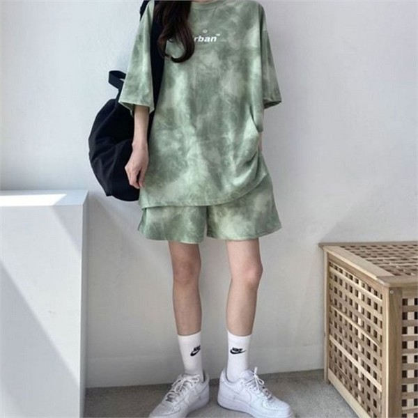 오버핏 여성 반팔 상하 트레이닝복 여성 썸머 상하 상하복 여름 - 상품 이미지