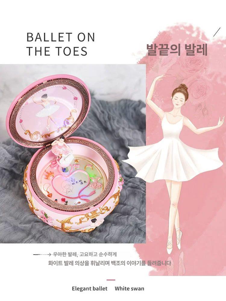 발레리나 오르골 보석함 태엽 움직이는 회전 피아노 뮤직박스 쥬얼리 수납함 - 상세 이미지 2
