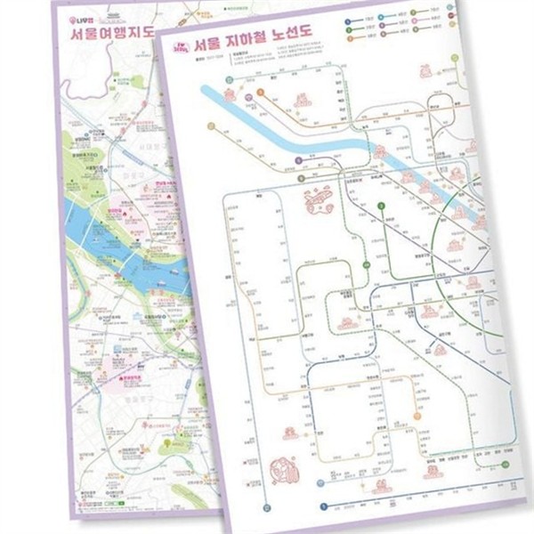 휴대용 서울 여행 지도 안내 서울 지하철 노선도 관광지 국내 - 상세 이미지 2