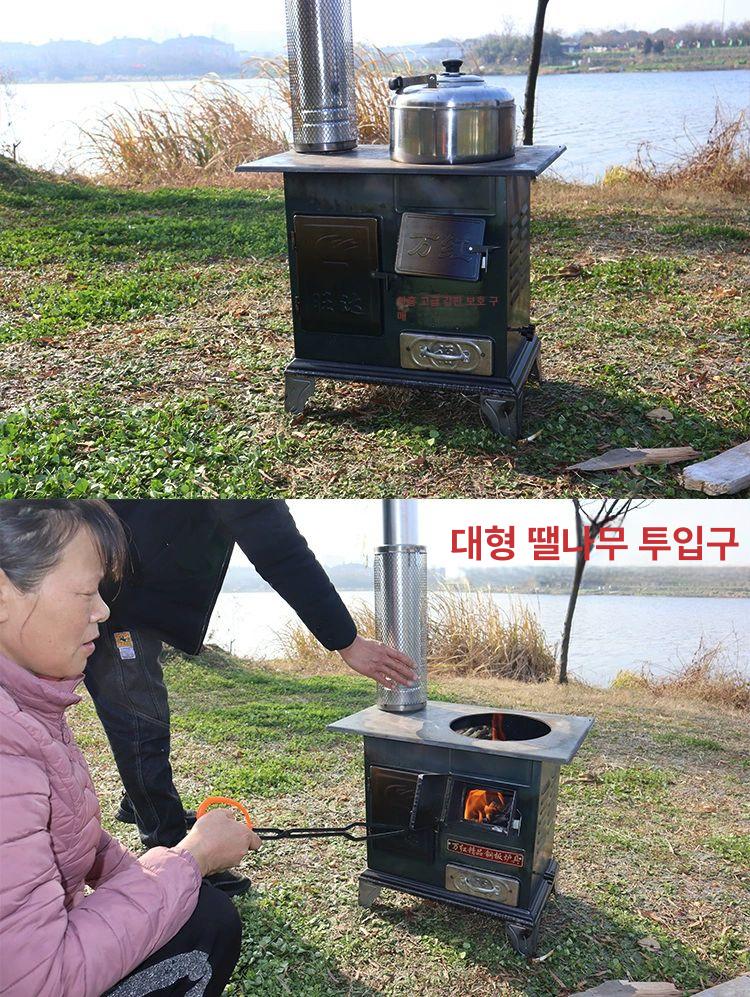 주물 화목난로 고급형 화로 무쇠 장작 난방 펜션 사각 노출형 업소용 캠핑용 전원주택 - 상세 이미지 4