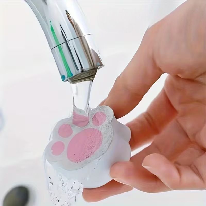 고양이 발바닥 화장실 욕실 물때제거 청소 스펀지 클리너 화장실 욕실 샤워부스 유리 물때제거 - 상품 이미지