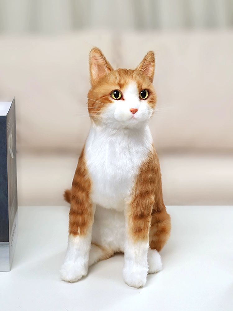 진짜같은 고양이 인형 리얼 대형 모찌 치즈냥이 동물 애착 앉아있는 인테리어 - 상세 이미지 3