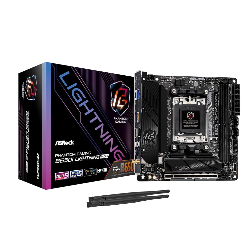 애즈락 B650I 라이트닝 와이파이 AM5 라이젠 DDR5 SATA s 6Gb/s Mini-ITX B650 AMD 7000 H/M.2+ - 상품 이미지
