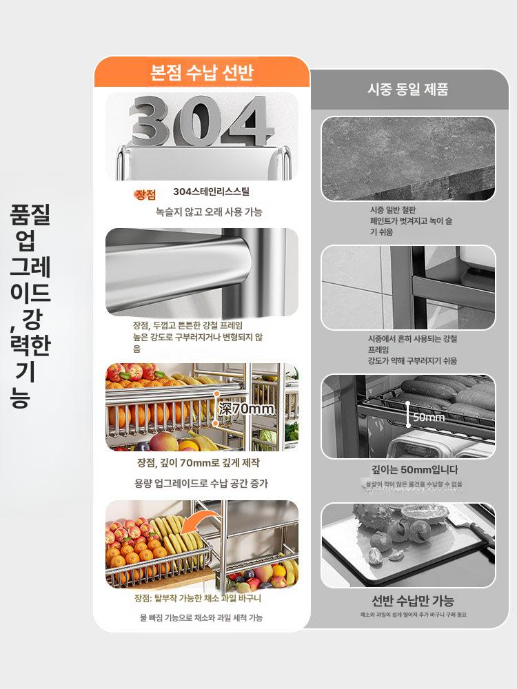 이동식 트롤리 철제 5단 슬림 선반 메탈랙 수납 바퀴 주방 세탁실 정리함 캐스터 - 상세 이미지 3