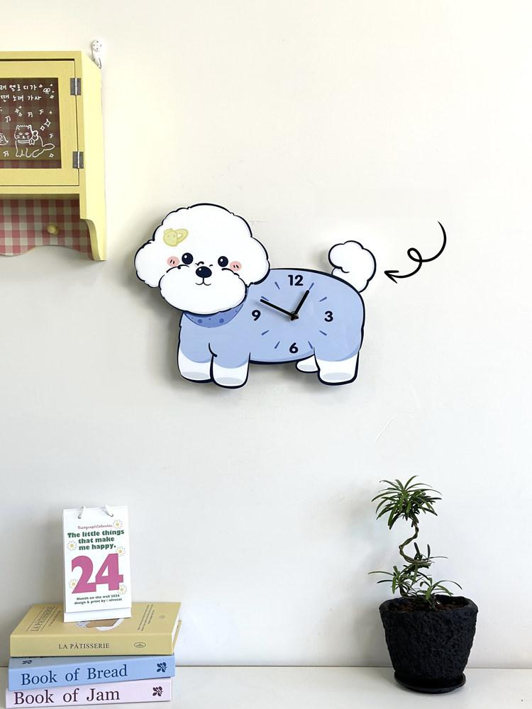 벽시계 귀여운 강아지 꼬리 흔드는 시계 30x40cm 무음 - 상세 이미지 2