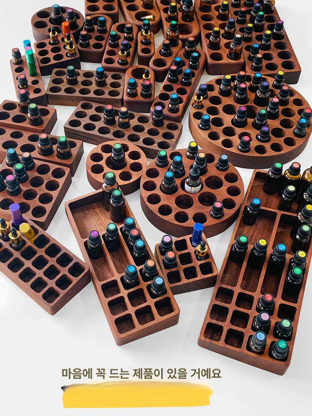 원목 오일보관함 천연 아로마 우드 수납함 통 밀폐용기 거치대 조미료 세트 - 상세 이미지 4