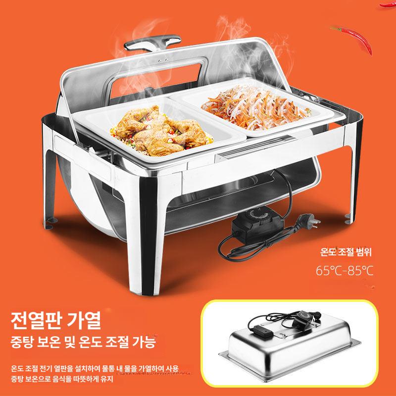 전기 뷔페워머 음식 보온기 차핑디쉬 사각 스테인리스 가온기 워머기 밧드 - 상세 이미지 4