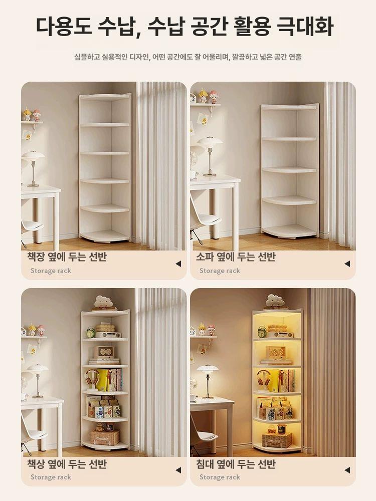 코너장 모서리수납장 원목 북유럽 장식장 선반 거실 인테리어 진열장 화이트 삼각 - 상세 이미지 4