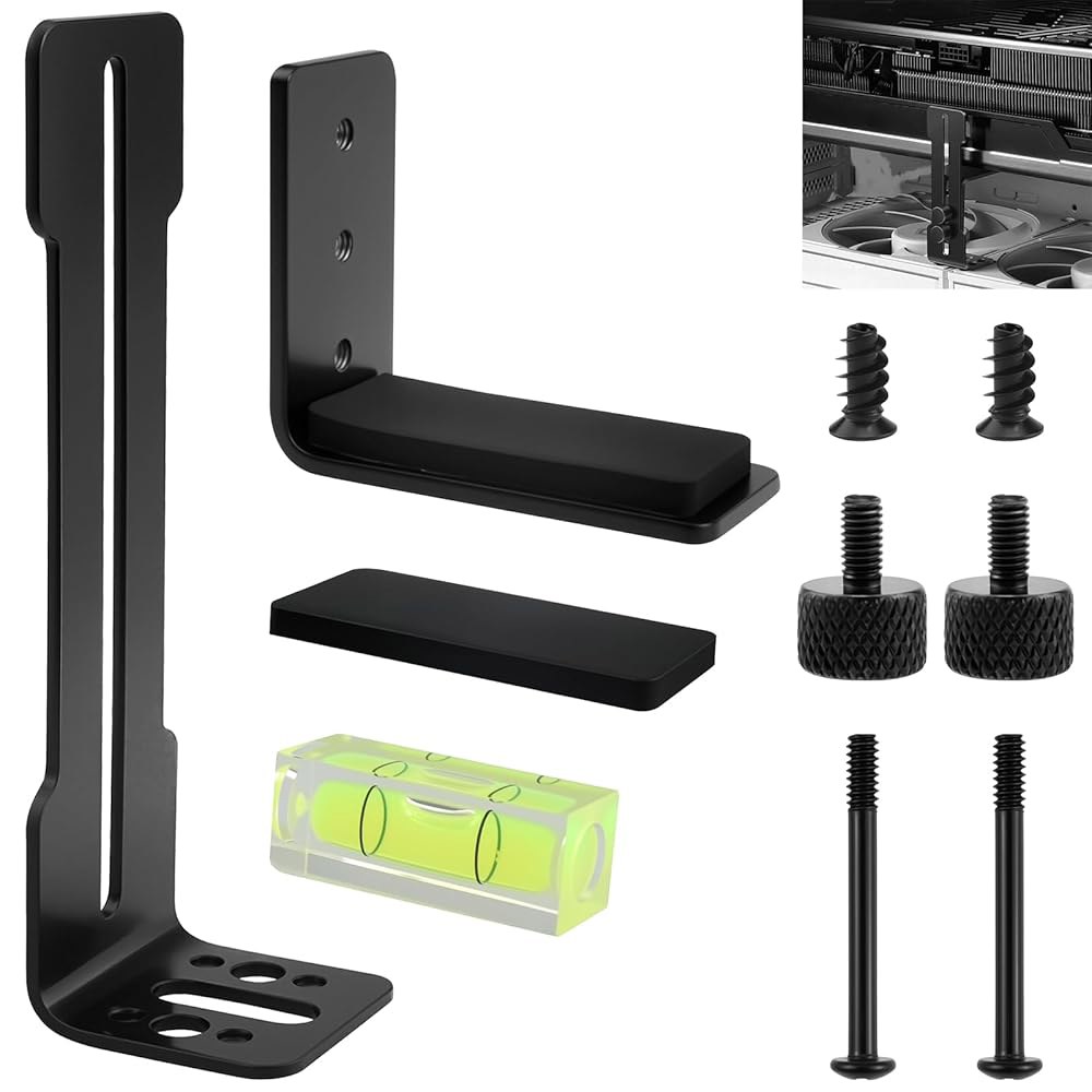 UBANU 1세트 GPU 지원 브래킷 | 12cm 및 14cm 팬용 조절 가능 그래픽 카드 0.24-3.78인치 아이언 빌드 수직/수평 비디오 마운트에 적합 1 Set - 상품 이미지