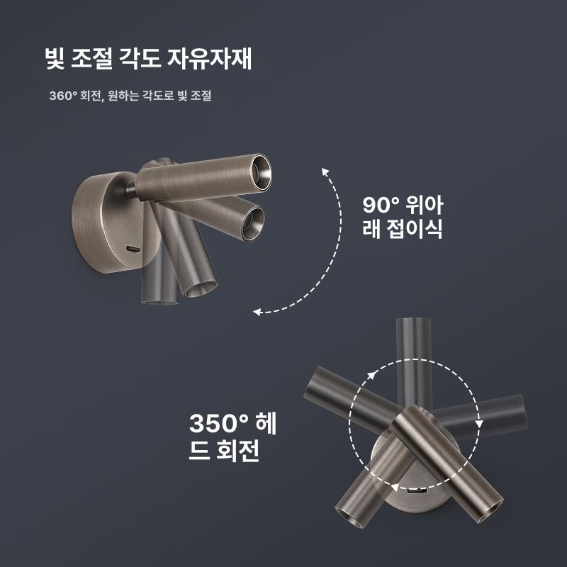 침실 독서등 호텔 LED 벽등 침대 원형 화이트 매립형 라이트 무드조명 - 상세 이미지 2