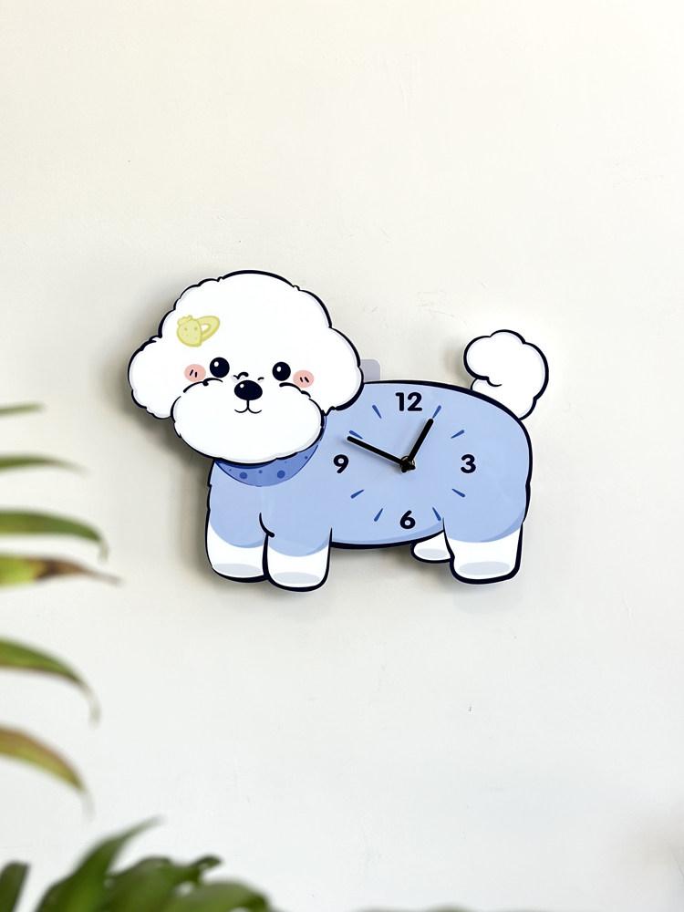 벽시계 귀여운 강아지 꼬리 흔드는 시계 30x40cm 무음 - 상세 이미지 3