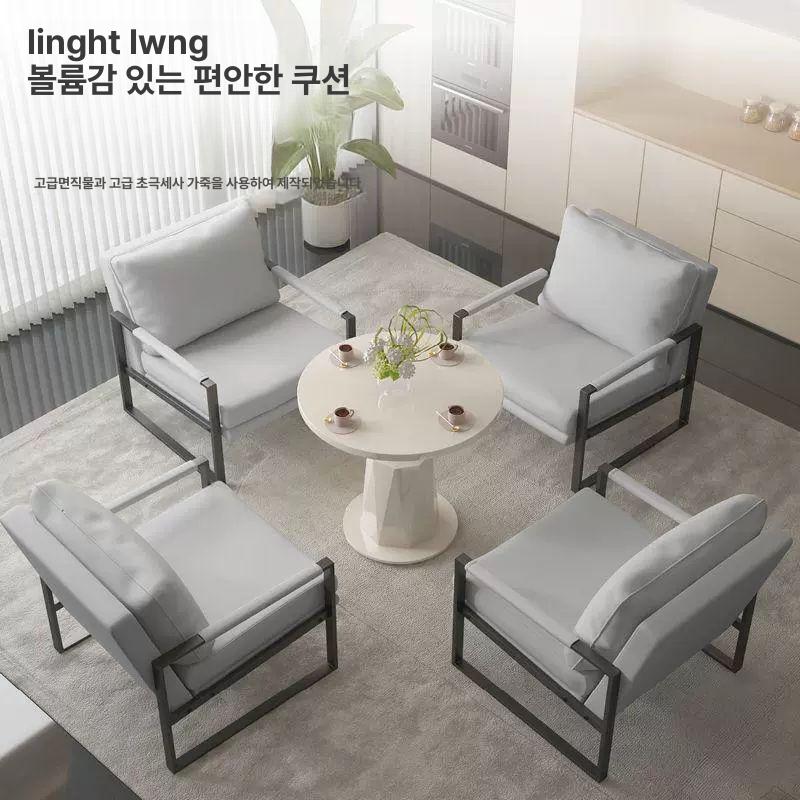 소파 카페의자 빈티지 패브릭 앤틱 체어 북유럽 모던 침실 얼룩말무늬 캐주얼 빨간 - 상세 이미지 5