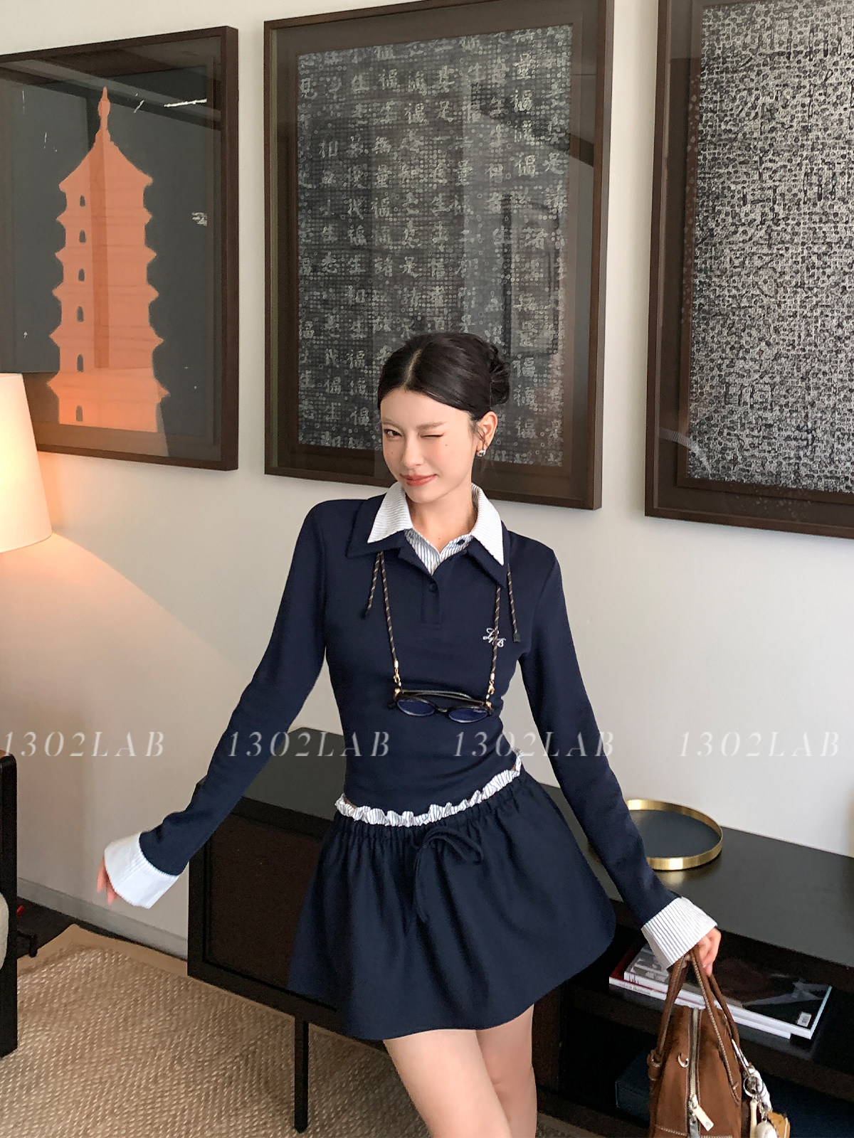 1302LAB 셔츠 폴로카라 여성 반팔 티셔츠 긴팔티 - 상세 이미지 5