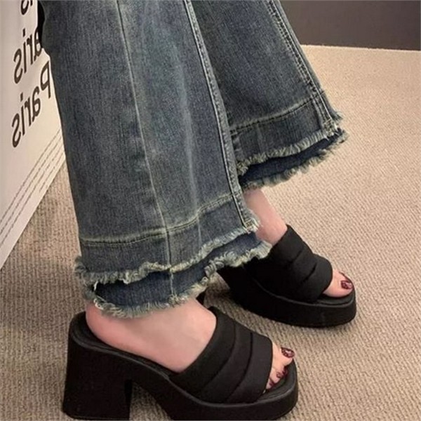 키높이 여성 통굽 슬리퍼 플랫폼 통굽 슬리퍼 베이직 데일리 여름 - 상품 이미지