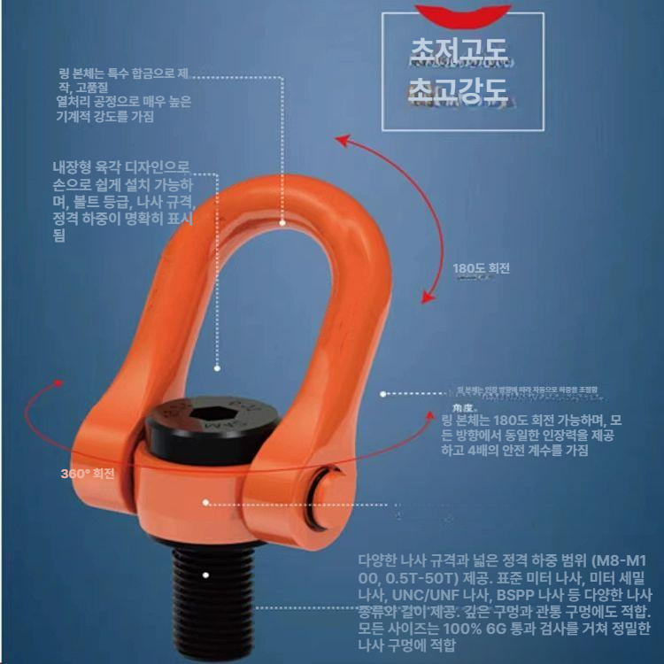 호이스트링 회전걸쇠 고강도 잠금쇠 걸고리 부속 잠금걸쇠 체인 고정쇠 고정걸쇠 후크 - 상세 이미지 3