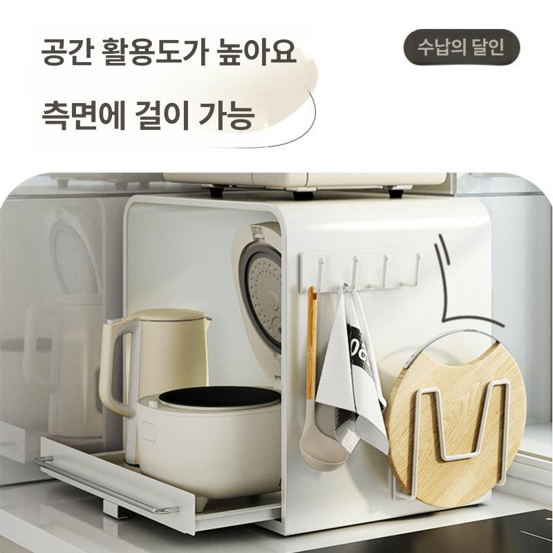 슬라이딩 선반 주방 전자렌지 랙 수납 스탠드 가전거치대 레인지대 - 상세 이미지 5