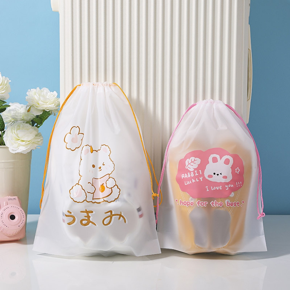 신발파우치 귀여운 방수 슈즈백 젖은옷 여행용 신발주머니 만화형 중3 대4 특대3 총10매 - 상세 이미지 2