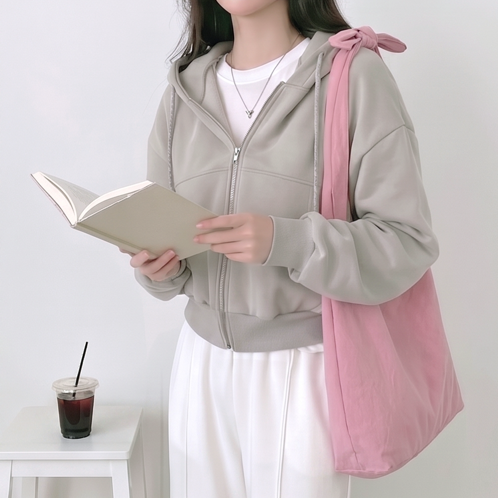 리본 린넨 에코백 데일리 숄더백 보부상 가방 핑크 이미지 7