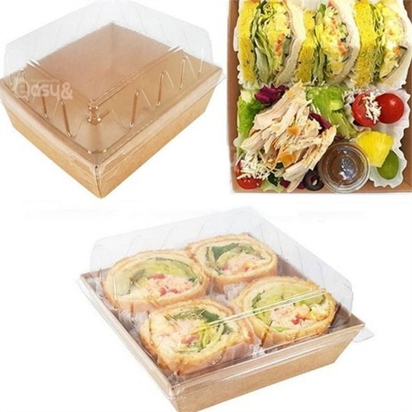 사각 종이 도시락 용기 테이크아웃 일회용 도시락 용기 런치박스 크라프트 - 상품 이미지