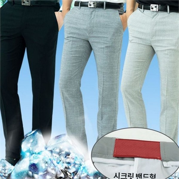 슬림핏 여름 바지 데일리 남성 카치온 바지 스판 얇은 - 상품 이미지