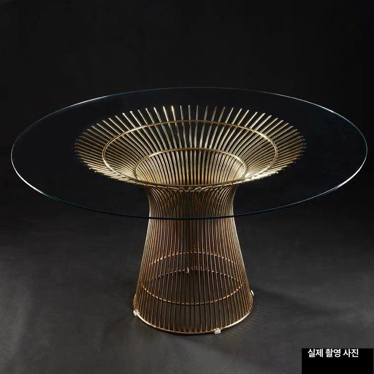 강화유리 소파테이블 원형 탁자 티테이블 거실 80cm 40cm 커피 실버 완제품 조립 완료 - 상세 이미지 4