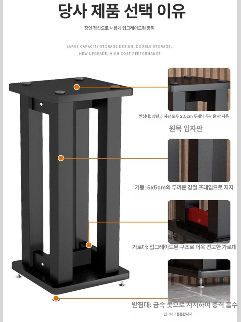스피커 스탠드 원목 받침대 북쉘프 호환 오디오 랙 삼각 거치대 지지대 - 상세 이미지 2