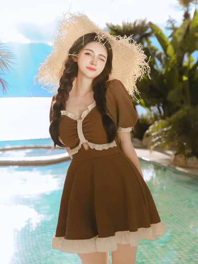체형커버 원피스수영복 휴양지 티셔츠 여성 비치웨어 치마 바캉스 커버업 - 상세 이미지 4