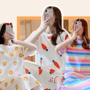임산부홈웨어롱원피스잠옷 찰랑이는소재여름실내복반팔잠옷 넉넉한핏파자마원피스 6타입 - 상품 이미지