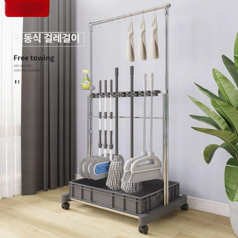 이동식 청소도구함 건조대 사무실 바퀴 걸이대 보관함 거치대 물걸레 - 상세 이미지 3