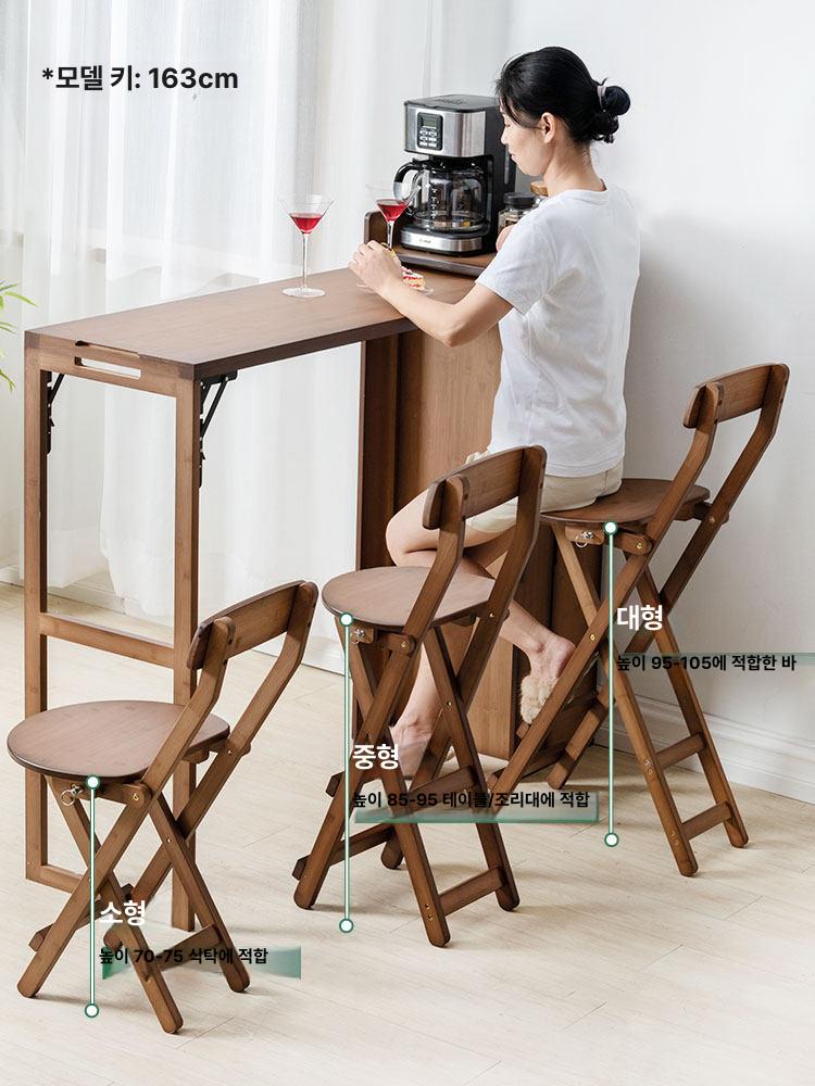 원목 체어 접이식 보조 조리 의자 스툴 카페 접이식원목의자 나무 등받이 휴대용 - 상세 이미지 4