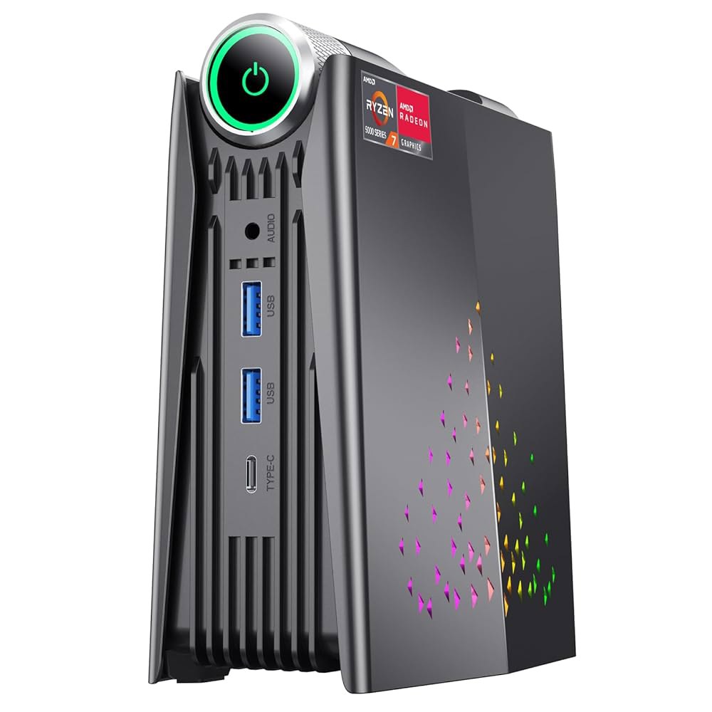 AMR5 미니 게이밍 PC 트리플 4K, 컴퓨터 512GB 5700U 데스크탑 비즈니스 (4.3GHz), 7 PCIe SSD, 3.2, AMD 32GB 홈 Wi-Fi 오피스용 4 - 상품 이미지