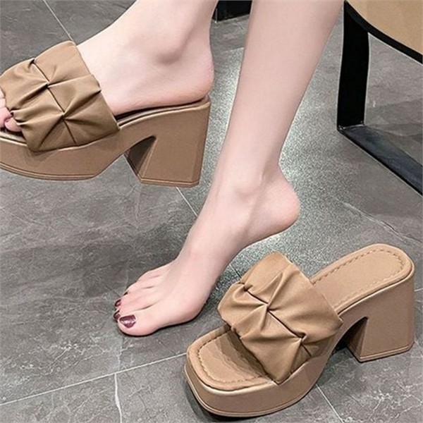 푹신한 여성 통굽 슬리퍼 데일리 키높이 슬리퍼 플랫폼 사무실 - 상품 이미지
