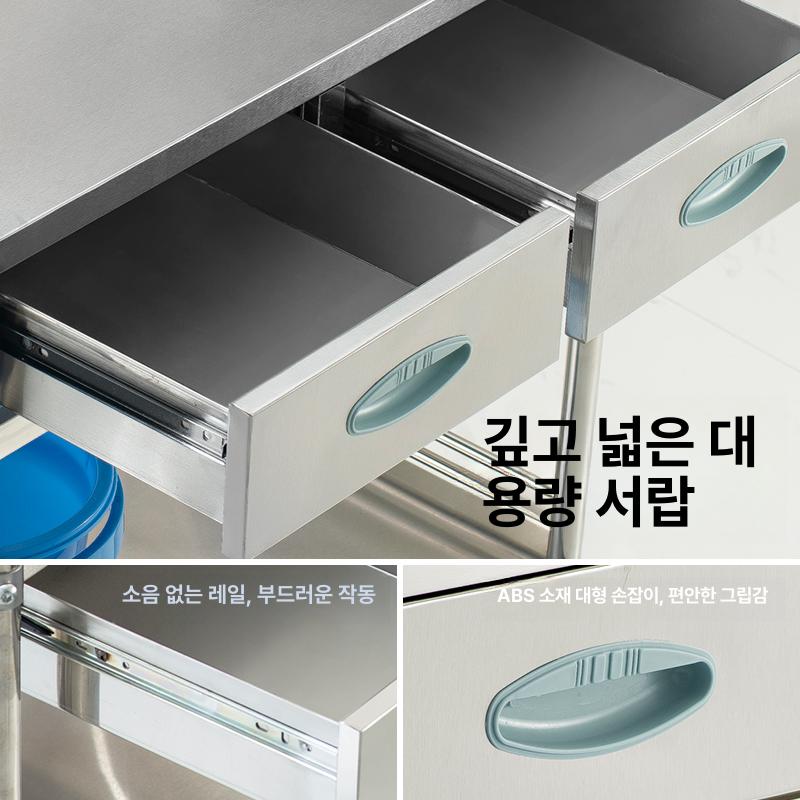 병원 카트 스테인레스 폴대 메디컬 워크테이블 이동식 스틸 의료용 수술실 대형 - 상세 이미지 4
