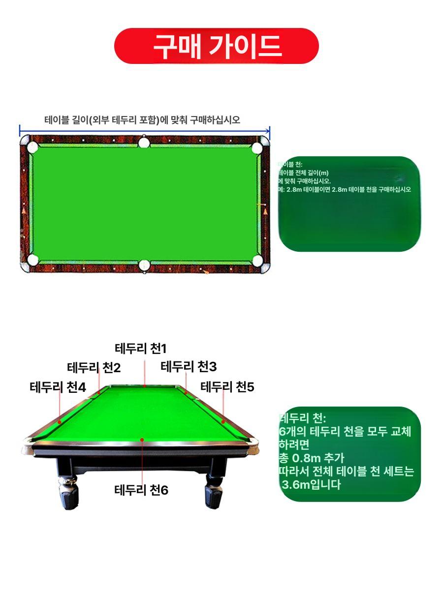 교체용 당구대 패브릭 포켓볼 커버 벨벳 천갈이 펠트 합성섬유 녹색 호주산 교환 전문 - 상세 이미지 4