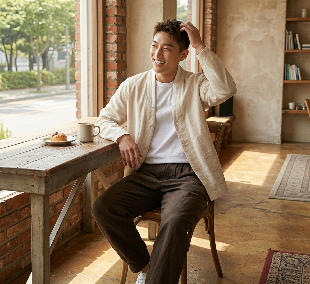 봄 가을 생활한복 바지 피그먼트 남녀공용 면100% 다크초콜릿 이미지 6