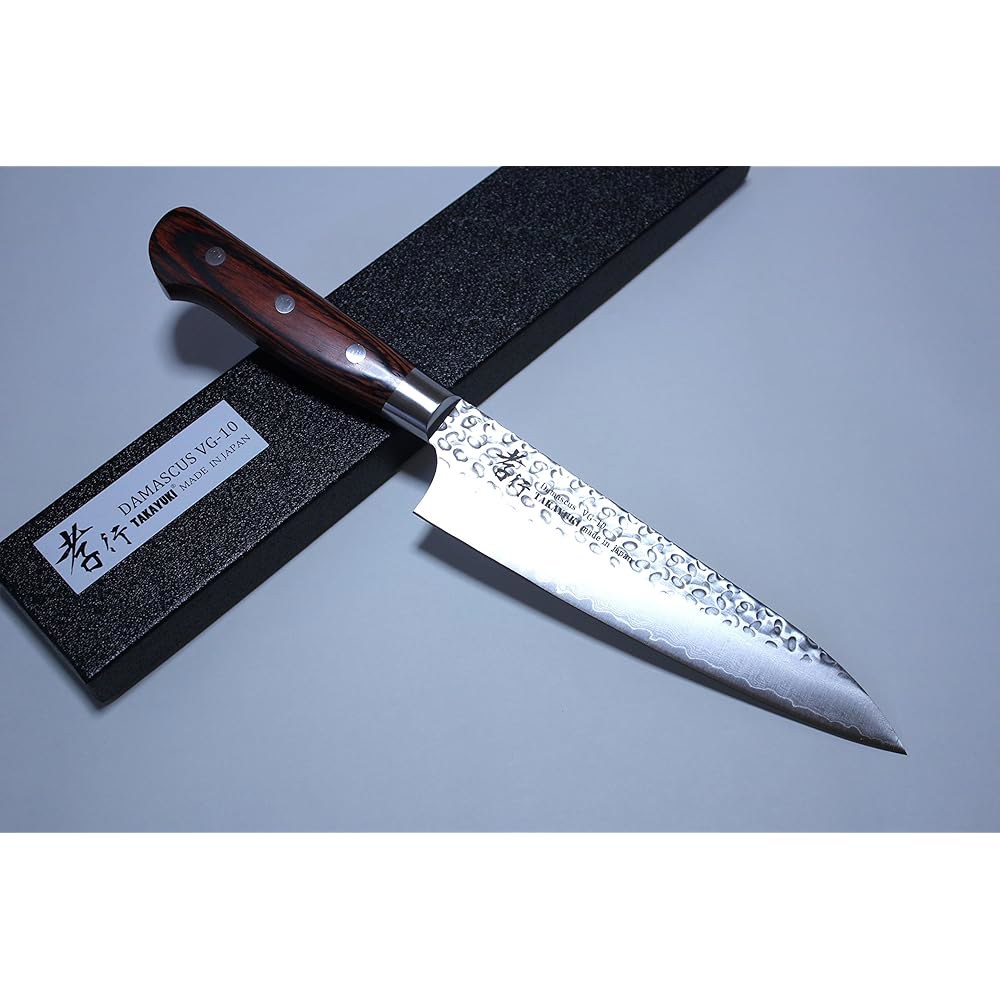 사카이 타카유키, 다마스쿠스 33겹 Vg-10 일본 규토 셰프 나이프 180mm 망치질 - 상품 이미지