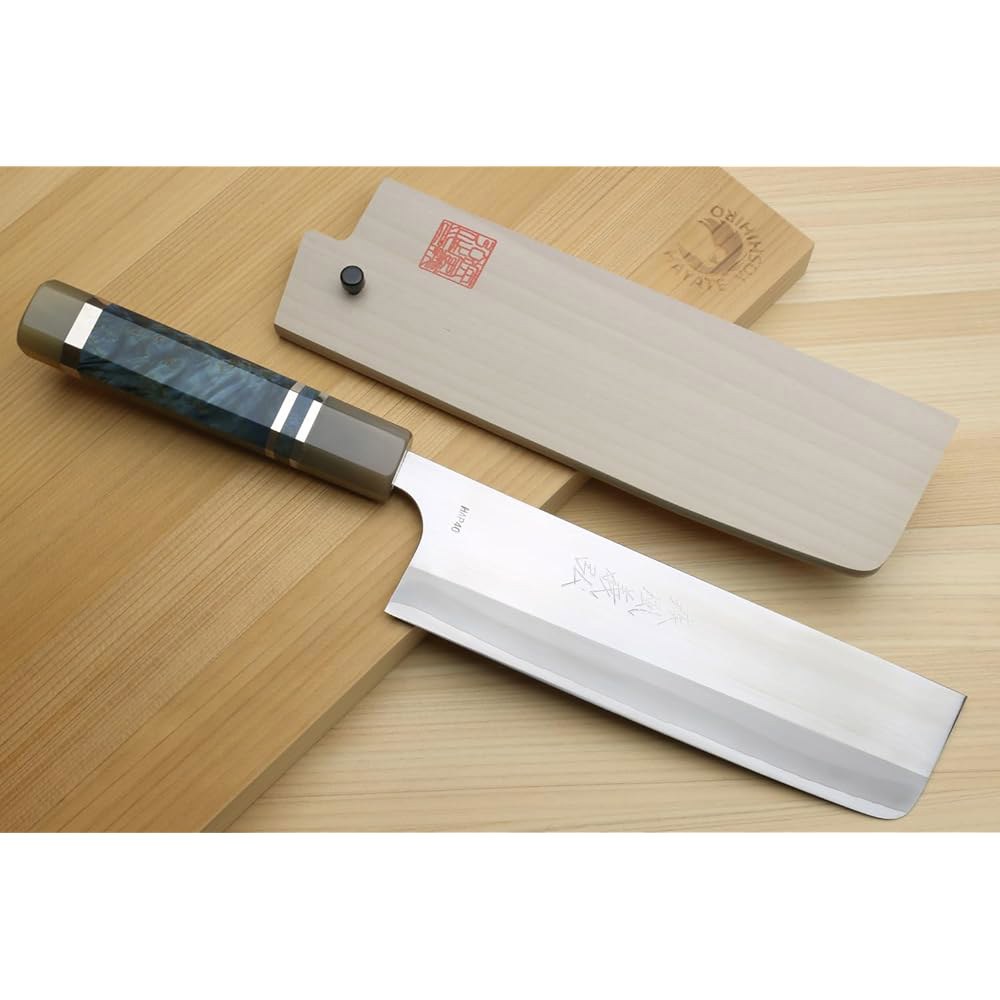 요시히로 고속 스테인리스 스틸 HAP40 나키리 야채 셰프의 나이프 오션 블루 핸들 (7인치(180mm)) 7 - 상세 이미지 2