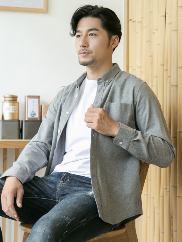 남성 긴팔 코튼 셔츠 가을 캐주얼 오버핏 플란넬 남방 - 상세 이미지 4