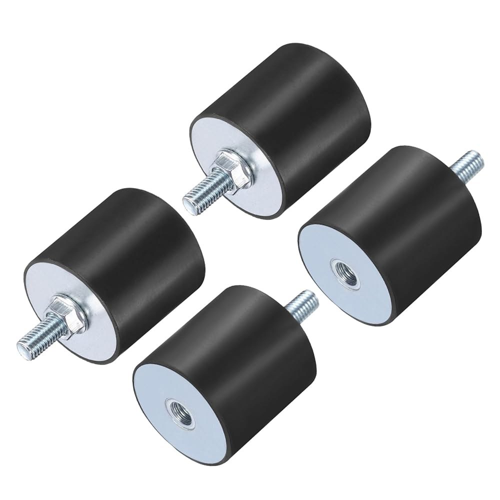 Uxcell 4pcs M8x23mm 고무 아이솔레이터 장착, 스터드 40x40mm 남성용 진동 충격 흡수 아연 도금 원통형 나사 M8 잠금 너트 방진 장착 - 상품 이미지