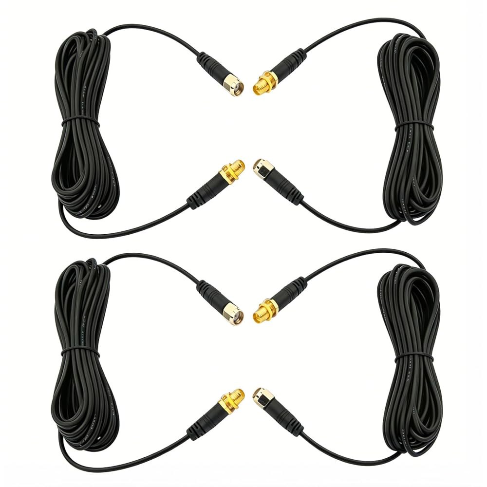 Kaunosta WiFi 안테나 연장 케이블 4피스 IP RG174 PCI 카메라 to 동축 무선 마운트 보안 미니 RP-SMA Wi-Fi PCIE용 벌크헤드 (10피트) 수 라우 - 상품 이미지