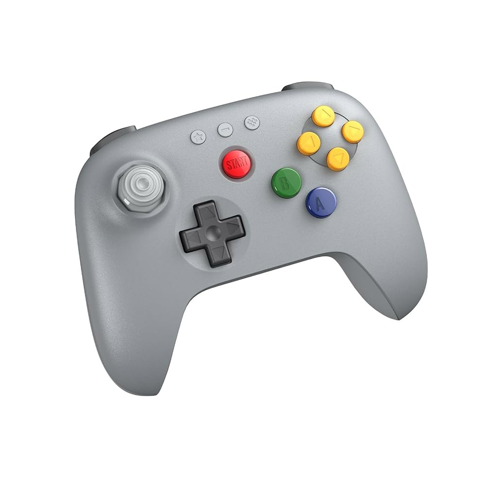 아날로그 3D, 스위치, 스위치 2, 윈도우, 안드로이드용 8BitDo 64 블루투스 컨트롤러(그레이) - 상품 이미지