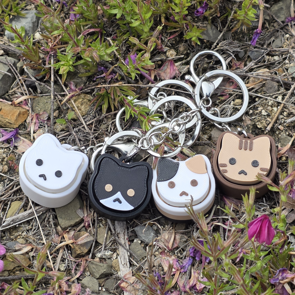 레전더리 웍스 삼색 브라운 검정 백설 고양이 키캡 키링 가방 인형 고리 가방꾸미기 클리커 이미지 7