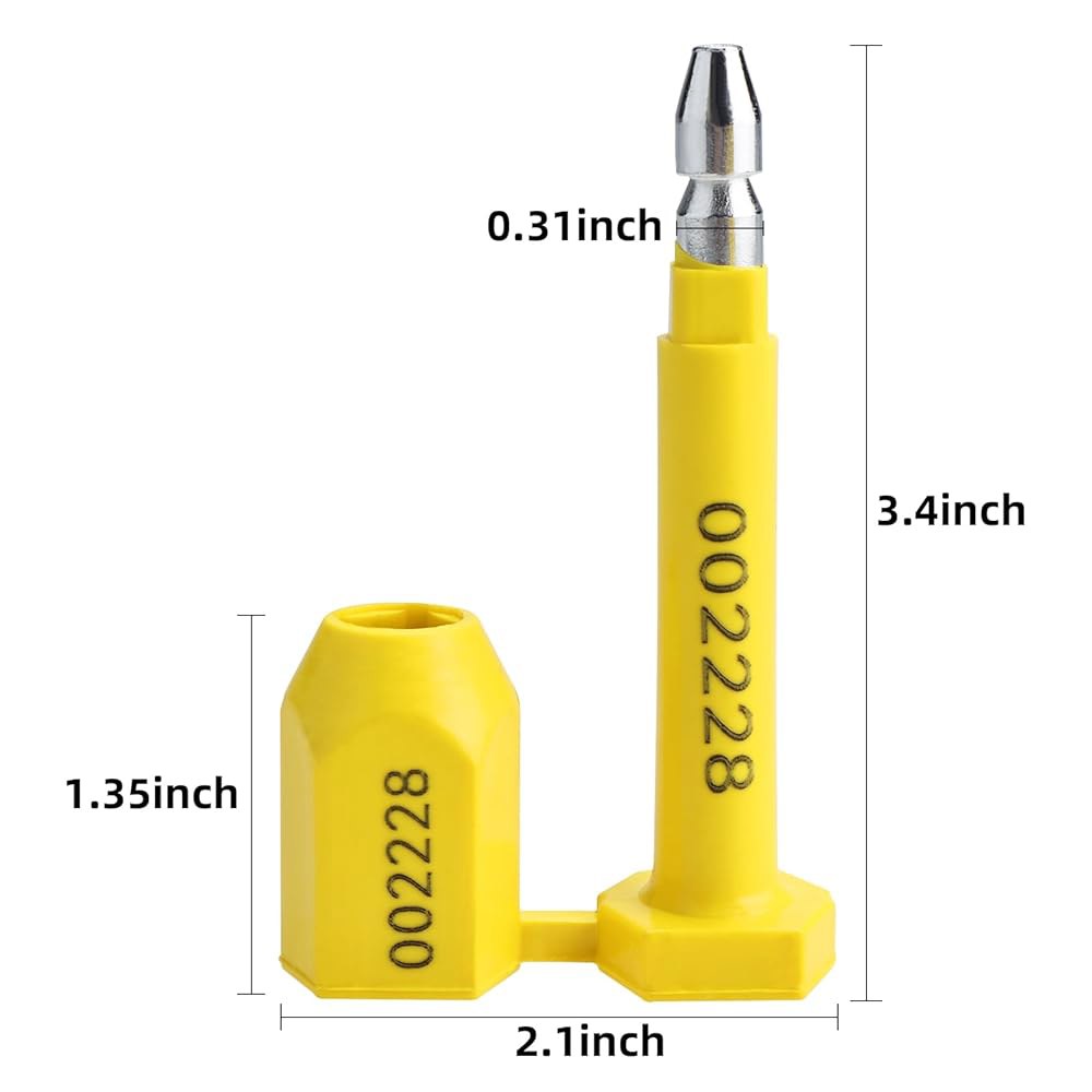 NovelBee 250pcs 컨테이너용 볼트 씰, 금속 컨테이너 잠금장치, 화물 점진적 번호가 표시된 배송 트럭 트레일러(노란색) Yellow - 상세 이미지 2